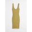 H&M Sukienka bodycon z dzianiny w prążki - 1093697003 Oliwkowozielony