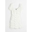 H&M Sukienka z haftem angielskim i marszczeniem - 1062451017 Biały