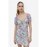 H&M Sukienka z haftem angielskim i marszczeniem - 1062451017 Różowy/Kwiaty