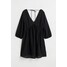 H&M Sukienka z dekoltem w serek - 1079432010 Czarny