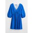 H&M Sukienka z dekoltem w serek - 1079432010 Jaskrawoniebieski