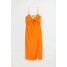 H&M Sukienka z dekoltem w serek i z wycięciem - 1112477002 Pomarańczowy