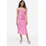 H&M Satynowa sukienka z odkrytymi plecami - 1161579002 Różowy/Kwiaty