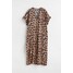 H&M Tunikowa sukienka z dekoltem w serek - 1064391002 Beżowy/Panterka
