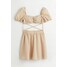 H&M Dwuczęściowa sukienka z wiązanym detalem - 1065279001 Beżowy/Drobne kwiatki
