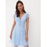 Mohito Błękitna sukienka mini z tkaniny plumeti 0801X-05X