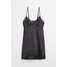 H&M Satynowa sukienka na ramiączkach - 1077743001 Czarny