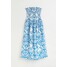 H&M Sukienka z marszczeniem - 0985777008 Biały/Niebieski wzór