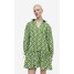 H&M Popelinowa sukienka z kołnierzykiem - 1191116002 Zielony/Wzór