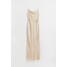 H&M Satynowa sukienka na przyjęcie weselne - 1051245001 Jasnobeżowy