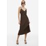 H&M Satynowa sukienka na ramiączkach - 1169530001 Ciemnobrązowy