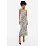 H&M Satynowa sukienka na ramiączkach - 1169530001 Beżowy/Wzór wężowej skóry