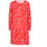 Bonprix Sukienka z długim rękawem, ze zrównoważonej wiskozy czerwony sygnałowy - biały w kwiaty