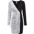 Bonprix Sukienka mini z cekinami czarno-biały
