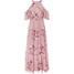 Bonprix Długa sukienka z siatkowego materiału z nadrukiem w kolorze drzewa różanego w kwiaty