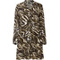 Bonprix Sukienka z falbanami ze zrównoważonej wiskozy ciemnooliwkowo-czarny w tygrysie cętki