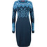 Bonprix Sukienka dzianinowa w norweski wzór ciemnoniebieski wzorzysty