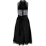 Bonprix Sukienka ludowa z aksamitną częścią spódnicową (2 części) czarny + biel wełny