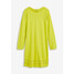 Bonprix Sukienka shirtowa z oczkami zielona limonka
