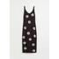 H&M Dzianinowa sukienka - 1049670008 Czarny/Kwiaty