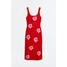 H&M Dzianinowa sukienka - 1049670008 Czerwony/Kwiaty