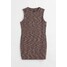H&M H&M+ Sukienka z dzianiny w prążki - 1049692005 Ciemnobrązowy/Wzór