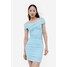 H&M Drapowana sukienka z odkrytymi ramionami - 1157805003 Jasnoniebieski