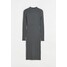 H&M Sukienka z dzianiny w prążki - 1009167004 Ciemnoszary