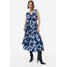 H&M Plisowana sukienka trapezowa - 1146415001 Kremowy/Niebieskie kwiaty