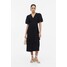 H&M Kopertowa sukienka z bufkami - 1088400001 Czarny