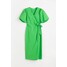 H&M Kopertowa sukienka z bufkami - 1088400001 Jaskrawozielony