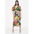 H&M Kopertowa sukienka z bufkami - 1088400001 Zielony/Kwiaty