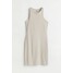 H&M Bawełniana sukienka z wycięciem - 1033201008 Jasny szarobeżowy