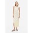 H&M Dzianinowa sukienka z frędzlami - 1165217001 Kremowy