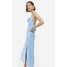 H&M Satynowa sukienka z drapowanym dekoltem - 1162183004 Jasnoniebieski