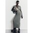 H&M Sukienka z dzianiny w prążki - 1215803001 Ciemna zakurzona zieleń