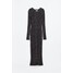 H&M Prążkowana sukienka z brokatowej dzianiny - 1098565001 Czarny/Brokat