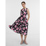 Orsay Różowo-czarna damska sukienka midi w kwiaty 1000337X6666