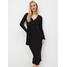 Mohito Dzianinowa czarna sukienka midi 966AE-99X