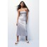H&M Sukienka bandeau o metalicznym połysku - 1197186002 Srebrzysty