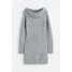 H&M Dzianinowa sukienka z odkrytymi ramionami - 1115429001 Jasnoszary melanż