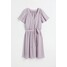H&M Szyfonowa sukienka z dekoltem w serek - 1059771004 Jasnofioletowy