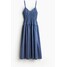 H&M Bawełniana sukienka z elastycznym marszczeniem - 1231574001 Niebieski/Paski