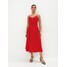 Mohito Czerwona sukienka midi na ramiączkach 659BW-33X