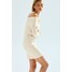 H&M Dzianinowa sukienka z odkrytymi ramionami - Długi rękaw - Krótka - -ONA 1245710002 Kremowy