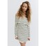 H&M Dzianinowa sukienka z odkrytymi ramionami - Długi rękaw - Krótka - -ONA 1245710002 Kremowy/Paski