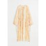 H&M Tunikowa sukienka z satyny - Okrągły dekolt - Długi rękaw - 1093256004 Jasnopomarańczowy/Tie-dye