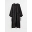 H&M Tunikowa sukienka z satyny - Okrągły dekolt - Długi rękaw - 1093256004 Czarny