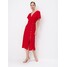 Mohito Czerwona sukienka midi z kopertowym dekoltem 831AJ-33X