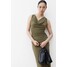 H&M Sukienka z drapowanym dekoltem - Drapowany dekolt - Bez rękawów - 1241096002 Ciemna zieleń khaki
